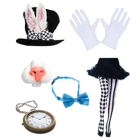 FTEX White Rabbit Hat Cosplay Set Easter Halloween