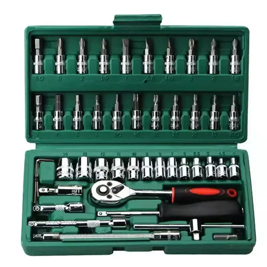 FTEX 46 Piece Multi Purpose Tool Kit Comprehensive Hand Tool Set Green