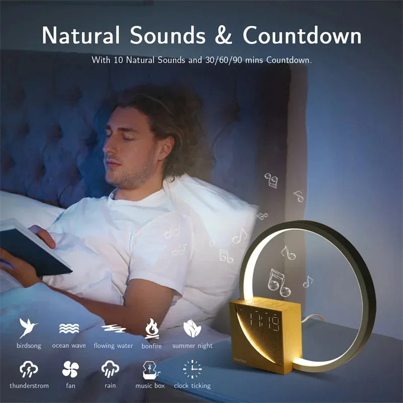 Bedside Lamp with Touch Alarm Clock & Natural Sounds - Furniture Things