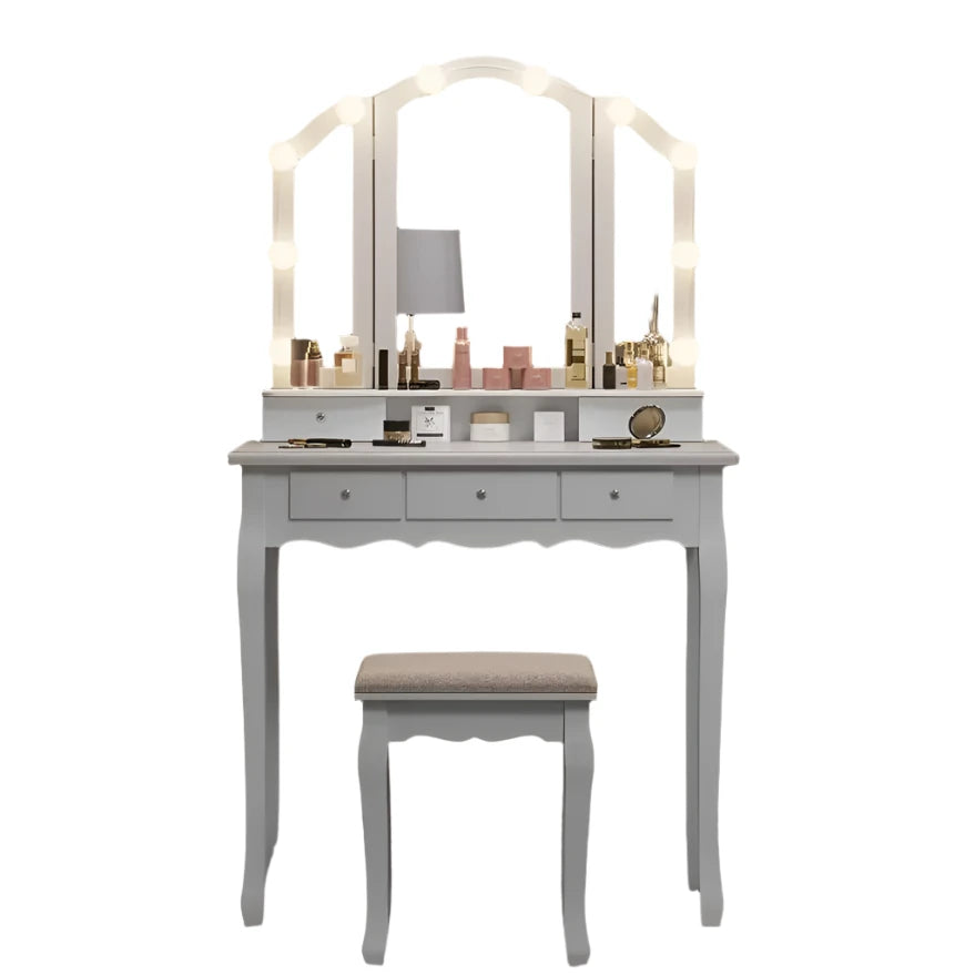 Modern Makeup Vanity Table with Lights and Mirror - Furniture Things