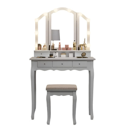 Modern Makeup Vanity Table with Lights and Mirror - Furniture Things