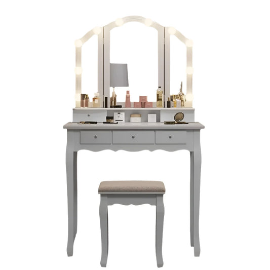 Modern Makeup Vanity Table with Lights and Mirror - Furniture Things