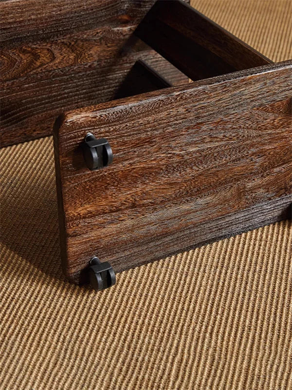 End Table with C-Shaped Wooden Wheels - Furniture Things