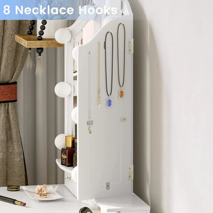 Modern Makeup Vanity Table with Lights and Mirror - Furniture Things