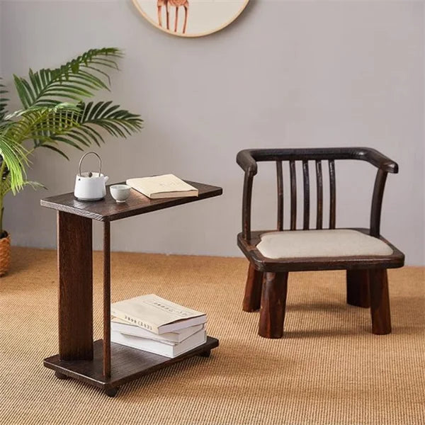End Table with C-Shaped Wooden Wheels - Furniture Things