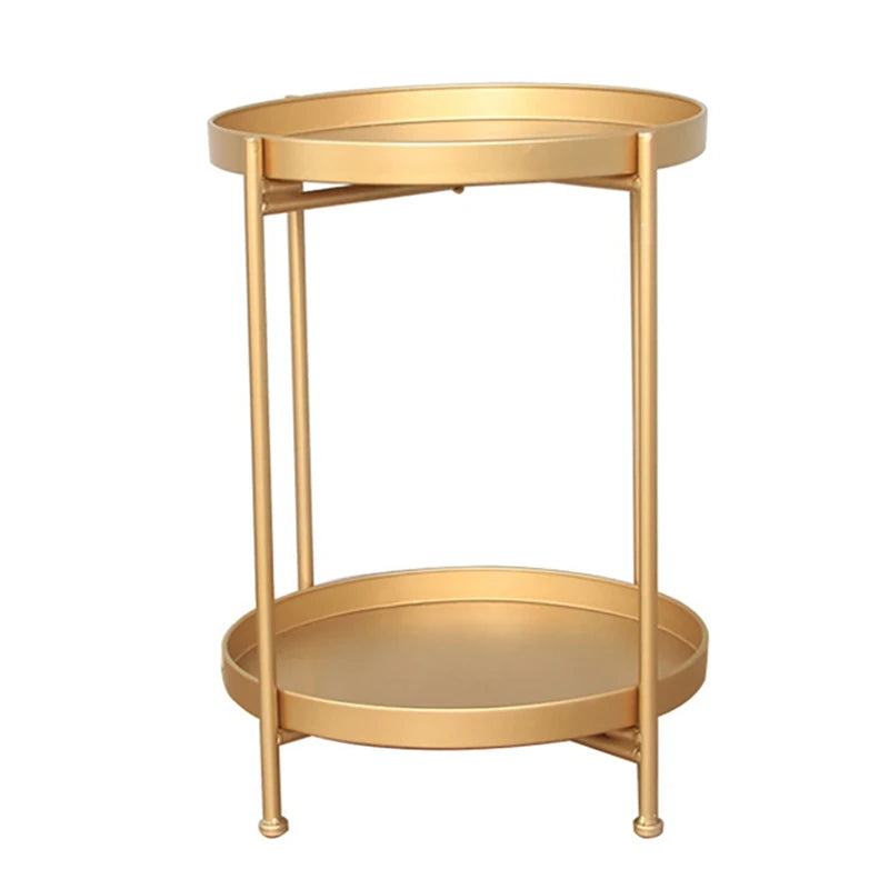 Side Table with 2-Tier Gold Metal Removable Tray - Furniture Things