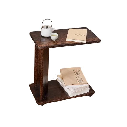 End Table with C-Shaped Wooden Wheels - Furniture Things