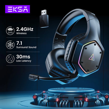 FTEX E1000 WT Wireless Gaming Headset 7.1 ENC Mic