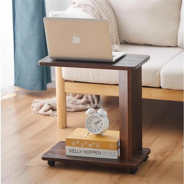 End Table with C-Shaped Wooden Wheels - Furniture Things