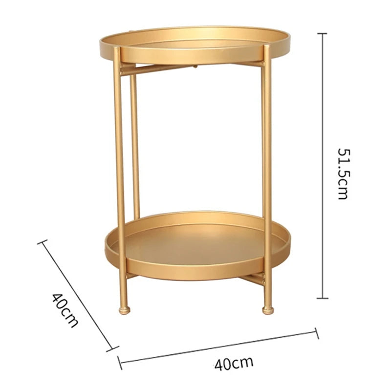 Side Table with 2-Tier Gold Metal Removable Tray - Furniture Things
