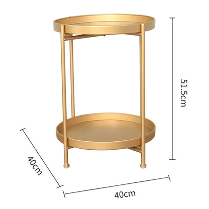 Side Table with 2-Tier Gold Metal Removable Tray - Furniture Things