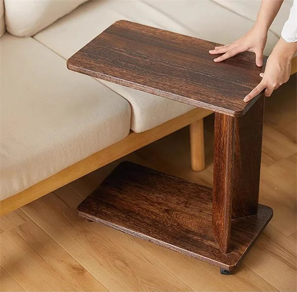 End Table with C-Shaped Wooden Wheels - Furniture Things