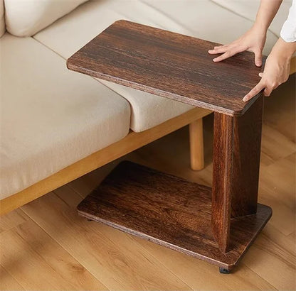 End Table with C-Shaped Wooden Wheels - Furniture Things