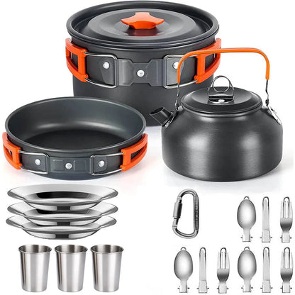 FTEX Camping Cookware Set Non-Stick Pots for 2-3 People