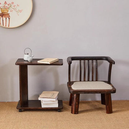 End Table with C-Shaped Wooden Wheels - Furniture Things