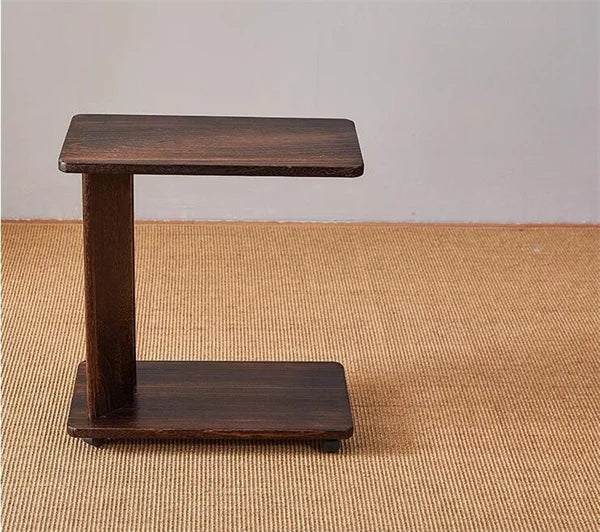 End Table with C-Shaped Wooden Wheels - Furniture Things
