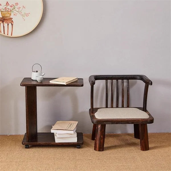 End Table with C-Shaped Wooden Wheels - Furniture Things