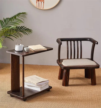 End Table with C-Shaped Wooden Wheels - Furniture Things