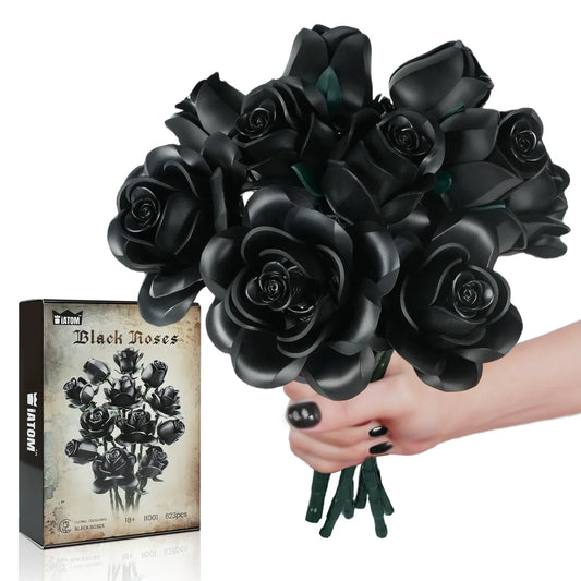 FTEX Black Rose Building Block Set Gothic Bouquet (12 PCS)