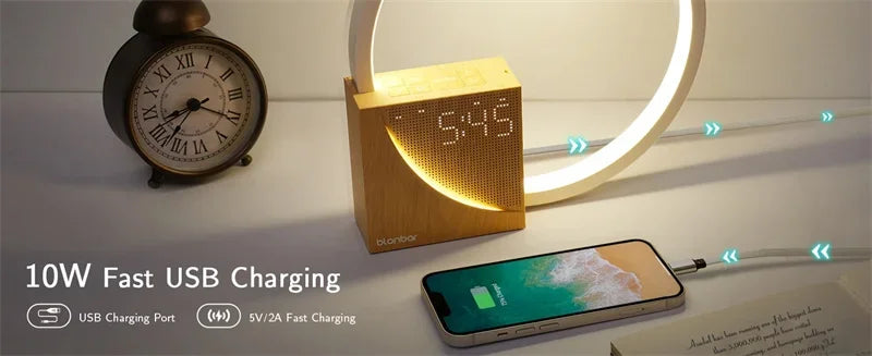Bedside Lamp with Touch Alarm Clock & Natural Sounds - Furniture Things