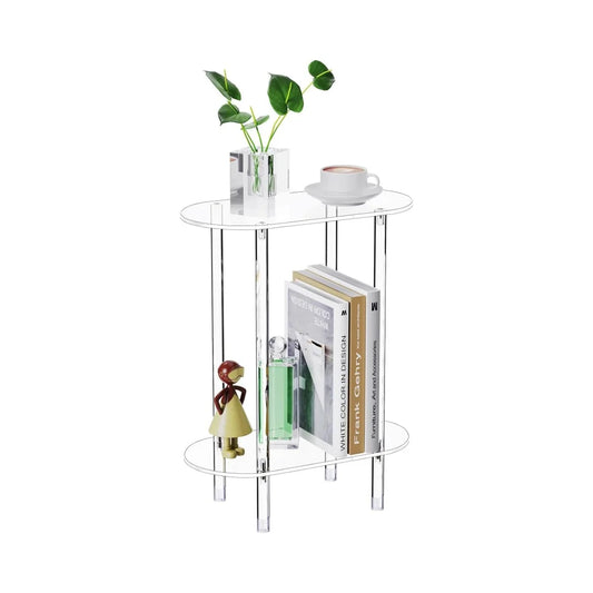 Side Table with Clear Acrylic Storage - Furniture Things