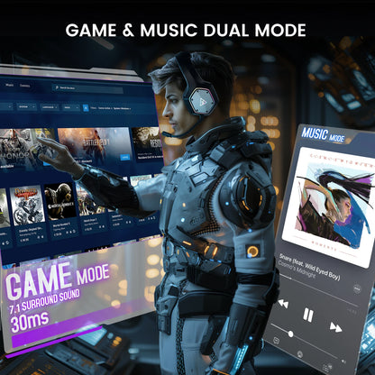 FTEX E1000 WT Wireless Gaming Headset 7.1 ENC Mic
