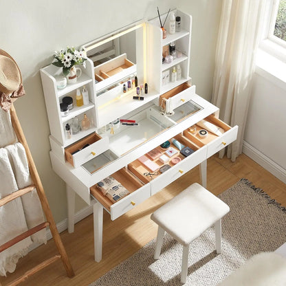 Vanity Table Modern Makeup with Mirror and Lights