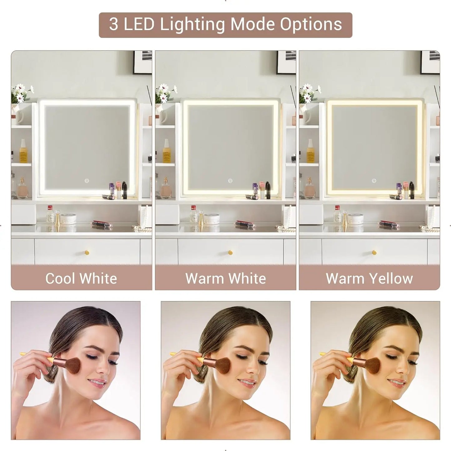 Vanity Table Modern Makeup with Mirror and Lights
