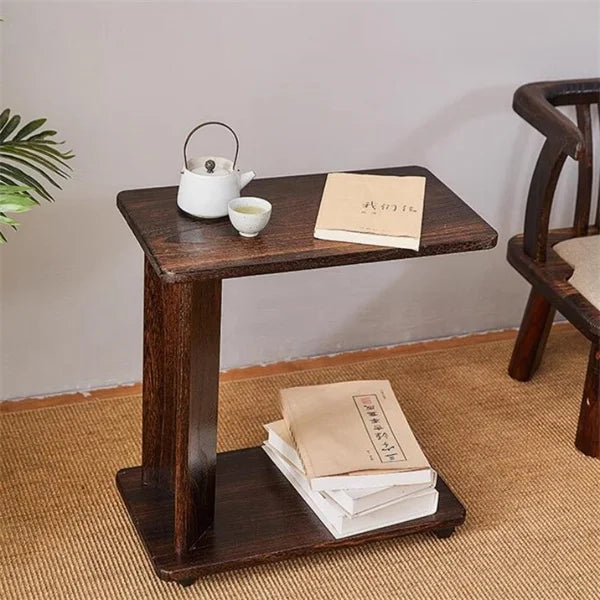 End Table with C-Shaped Wooden Wheels - Furniture Things