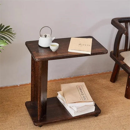 End Table with C-Shaped Wooden Wheels - Furniture Things
