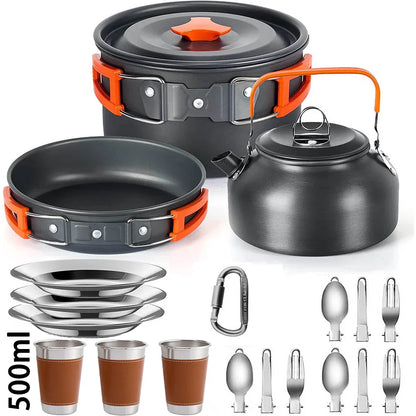 FTEX Camping Cookware Set Non-Stick Pots for 2-3 People