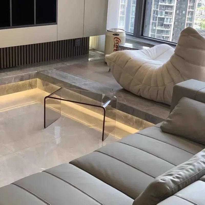 Coffee Table with Clear Acrylic C-Shaped Display - Furniture Things