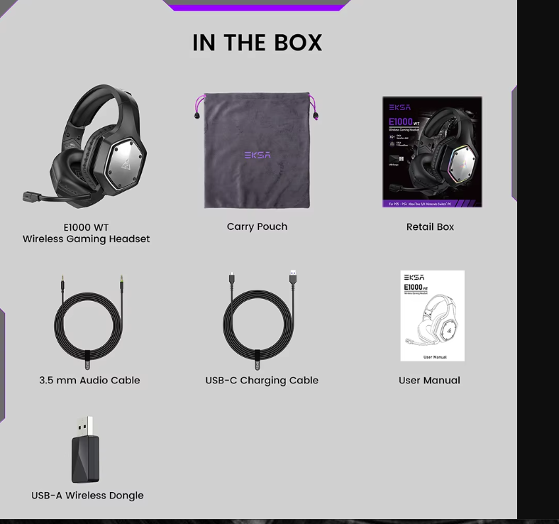 FTEX E1000 WT Wireless Gaming Headset 7.1 ENC Mic